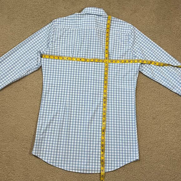 Mizzen + Main Mens Blue Check Plaid Long Sleeve Shirt Size Large Tall LT - Picture 5 of 5